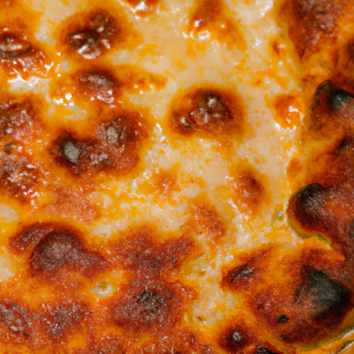 Close-up of a perfectly golden and crispy Dutch oven pizza crust.